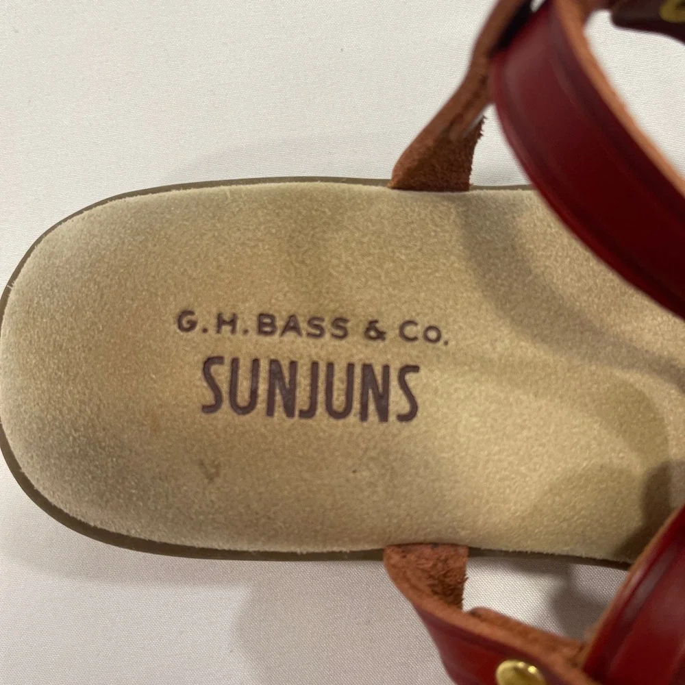G.H. Bass Sunjuns Margie Womens 6.5M Red Leather Fisherman Sandals‎ Classic Boho